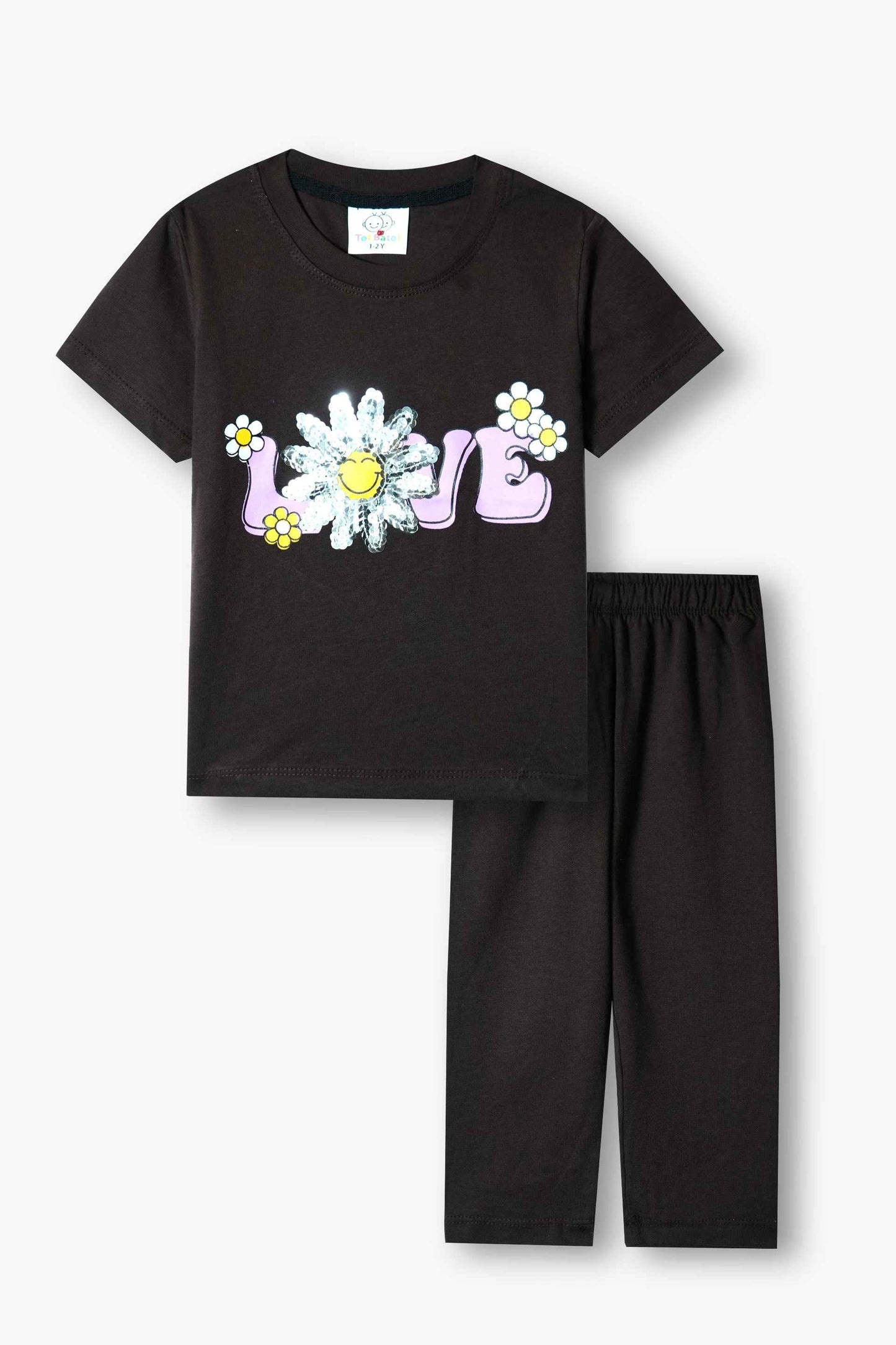 Girls Summer Cotton Outfit - LOVE Daisy Print Set