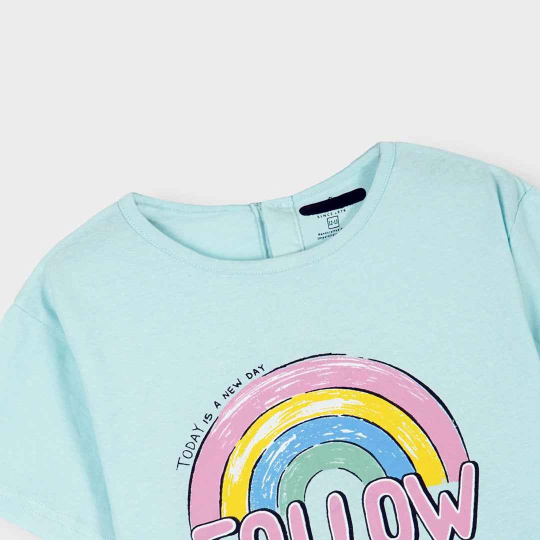 Girls' Rainbow T-Shirt β Cute & Stylish "Follow Me and Rainbow" Design