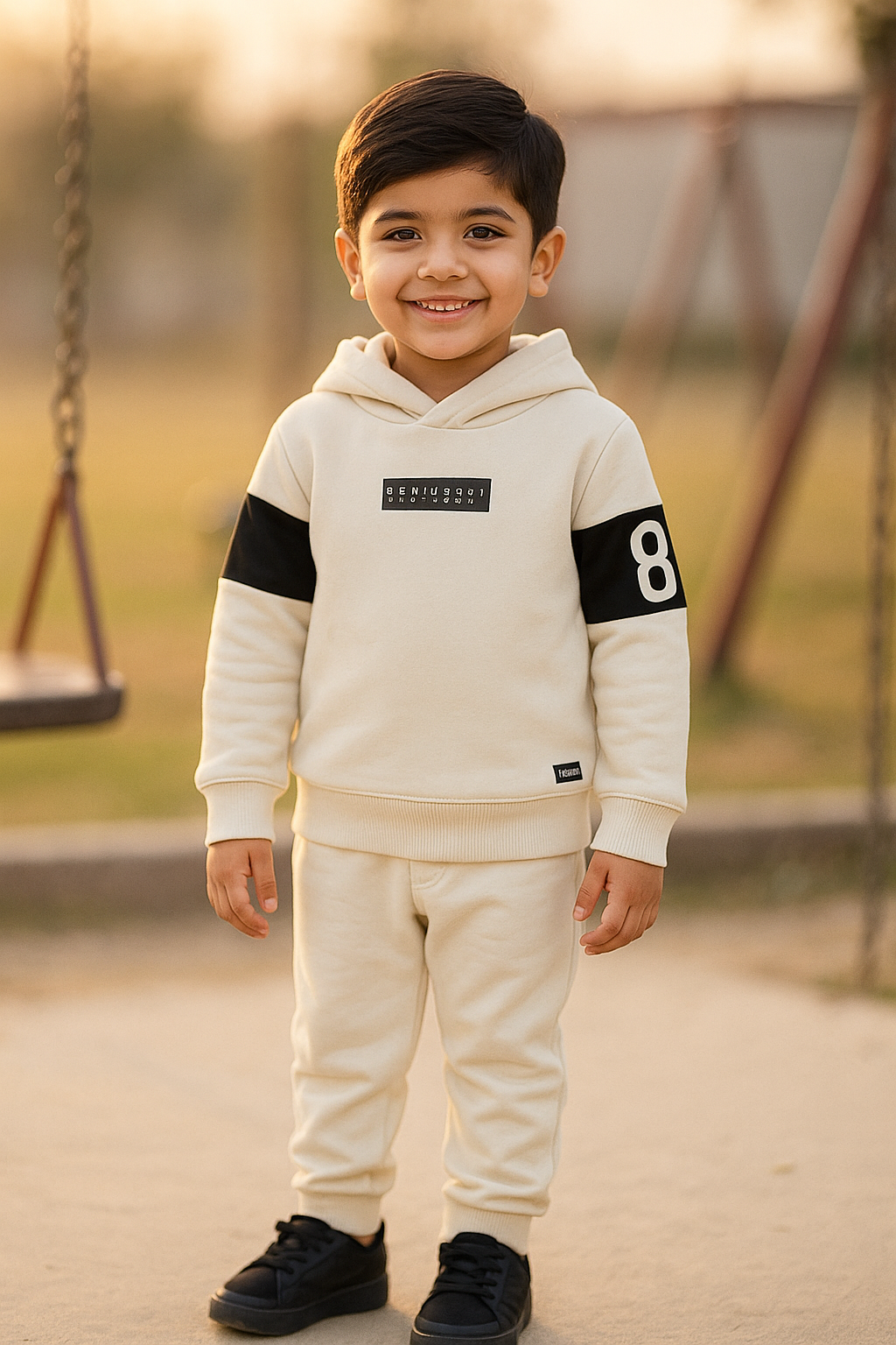 Stylish Beige Hoodie for Kids - Warm and Sporty Essential for Winter