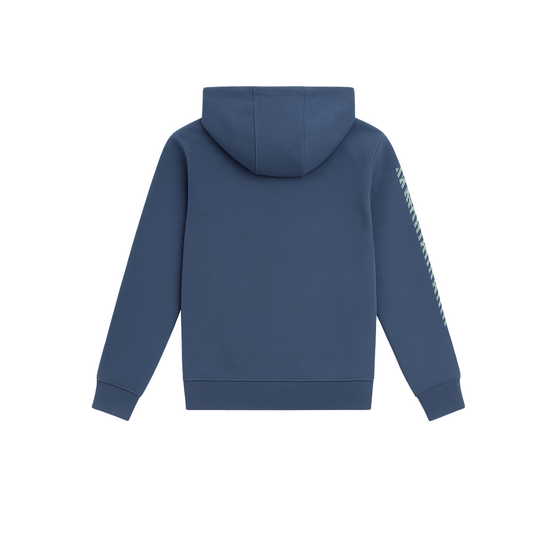 Stylish Blue Pullover Hoodie with Sleeve Print - Perfect Winter Wear