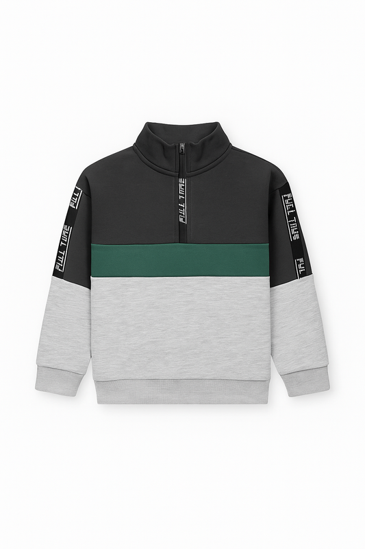 Winter Sweatshirt Half-Zip Design in Dark Grey – Stylish and Comfortable - Alozmak