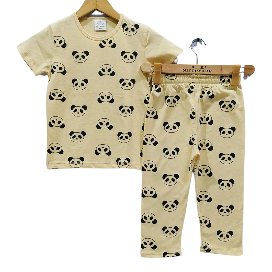 Trendy Panda Print Kids' Summer Set - Cotton Collection