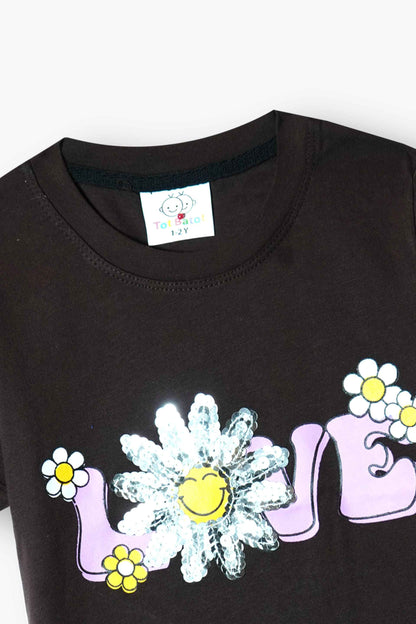 Girls Summer Cotton Outfit - LOVE Daisy Print Set
