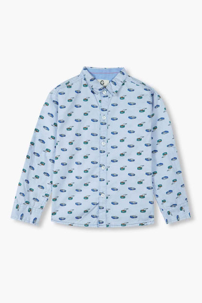 Boys' Light Blue Shirt – Trendy & Comfortable Cotton Print