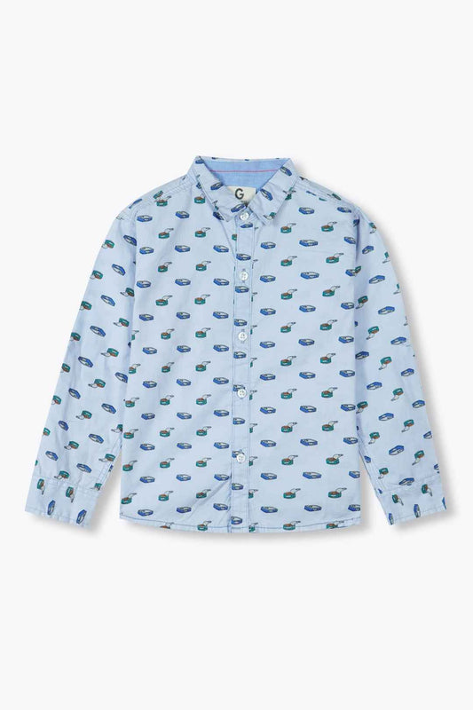 Boys' Light Blue Shirt – Trendy & Comfortable Cotton Print