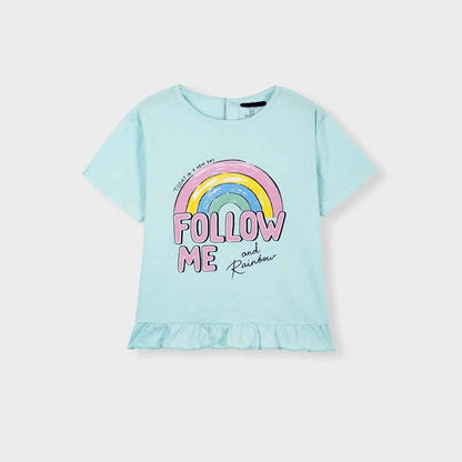 Girls' Rainbow T-Shirt – Cute & Stylish "Follow Me and Rainbow" Design