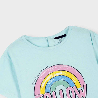Girls' Rainbow T-Shirt – Cute & Stylish "Follow Me and Rainbow" Design