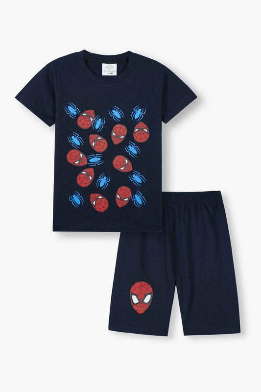 Boys Spidey Print Co-Ord Set - Navy Blue Summer Outfit by Alozmak