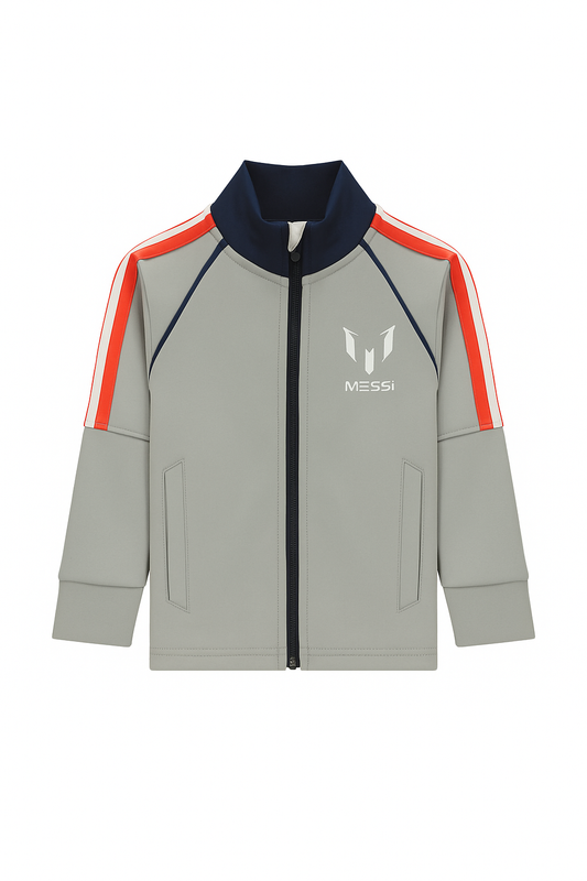 Grey Messi Track Jacket - Trendy Winter Style for Sports Enthusiasts - Alozmak