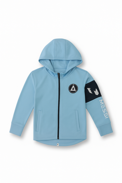 Light Blue Messi Hoodie Jacket - Winter Edition for Ultimate Comfort - Alozmak