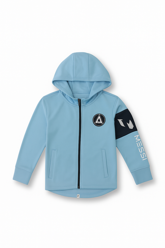 Light Blue Messi Hoodie Jacket - Winter Edition for Ultimate Comfort - Alozmak