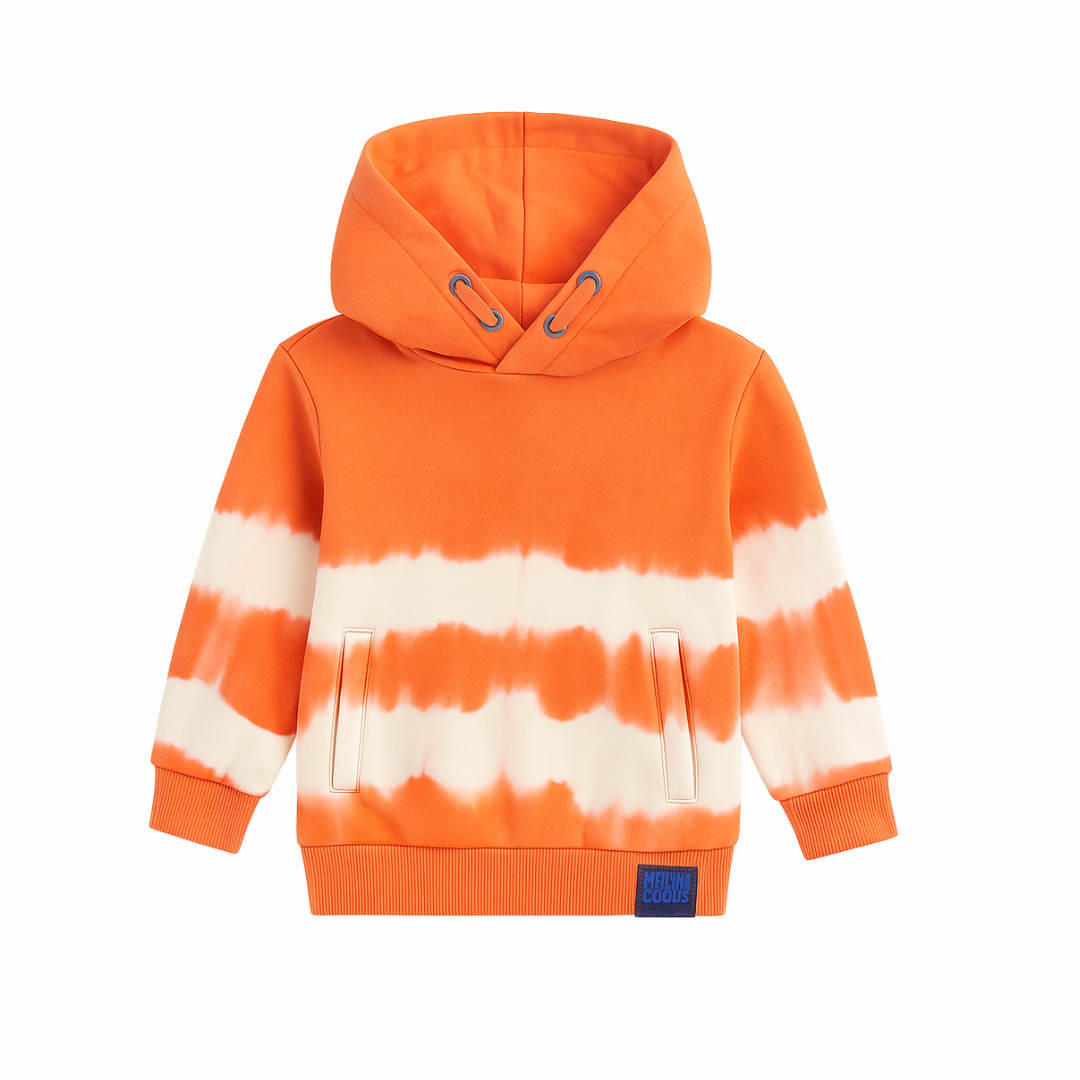 Stylish Tie-Dye Hoodie Orange White for Winter Collection