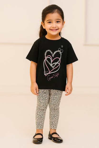 Girls' Cotton Summer Set – Trendy Black Outfit for Girls