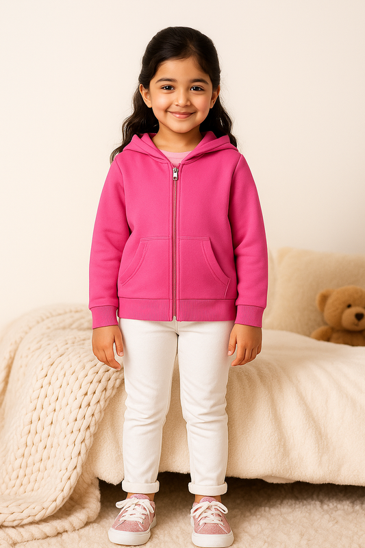 Stylish Hot Pink Full-Zip Hoodie for Ultimate Winter Comfort