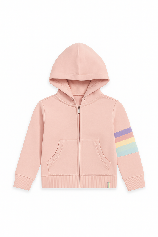 Pastel Rainbow Zip Hoodie – Premium Winter Edition