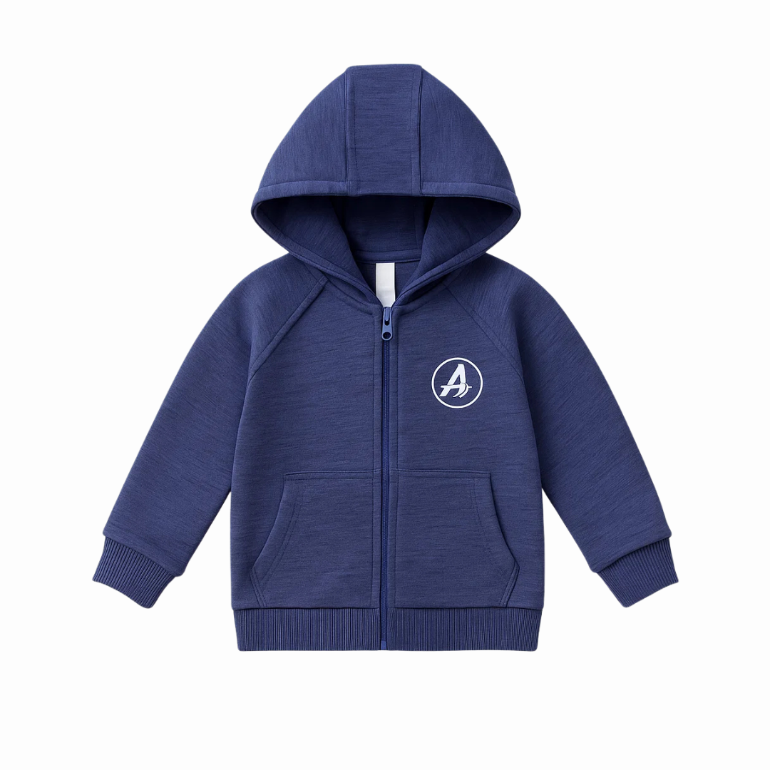 Stylish Kids Hoodie - Full-Zip Navy Blue Winter Wear for Kids