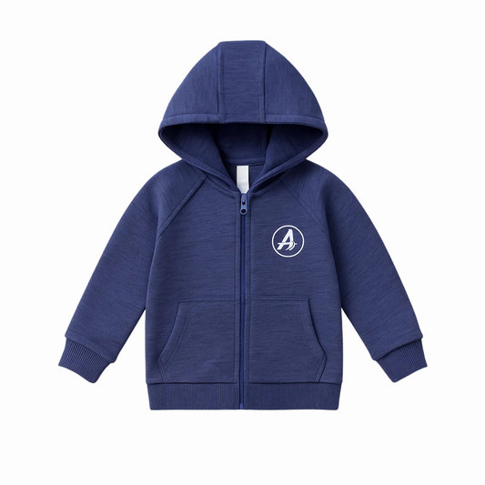 Stylish Kids Hoodie - Full-Zip Navy Blue Winter Wear for Kids
