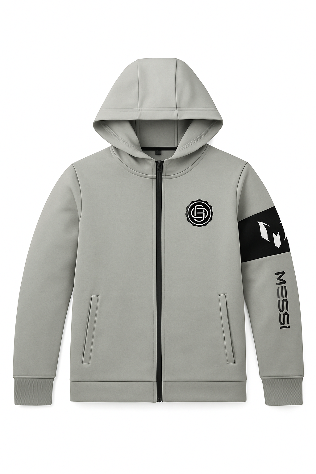 Messi Grey Zip Hoodie - Elite Sleeve Winter Collection - Alozmak
