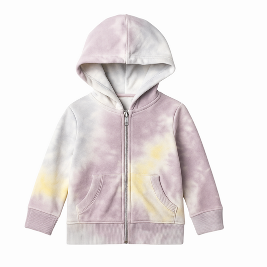 Stylish Kids Tie-Dye Zip Hoodie – Cozy Winter Wear for Children
