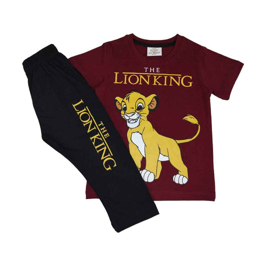 Lion King Kids Cotton Set - Trendy & Comfortable Maroon & Black Outfit