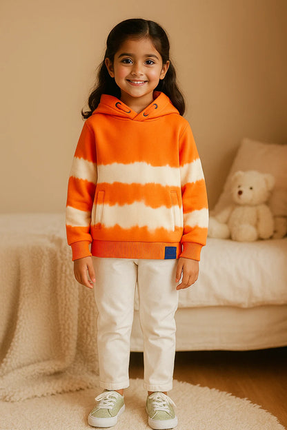 Stylish Tie-Dye Hoodie Orange White for Winter Collection