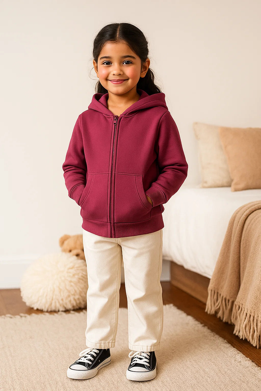 Plum Maroon Hoodie for Kids - Cozy and Durable Winter Wear for Every Adventure