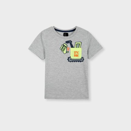 Boys' Grey "Epic Dude" Pocket T-Shirt – Summer Fun Wear