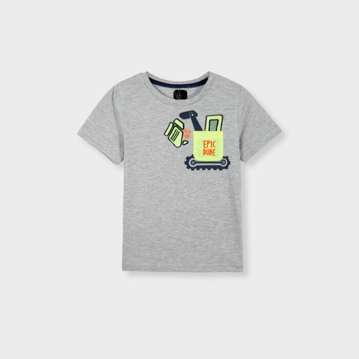 Boys' Grey "Epic Dude" Pocket T-Shirt – Summer Fun Wear