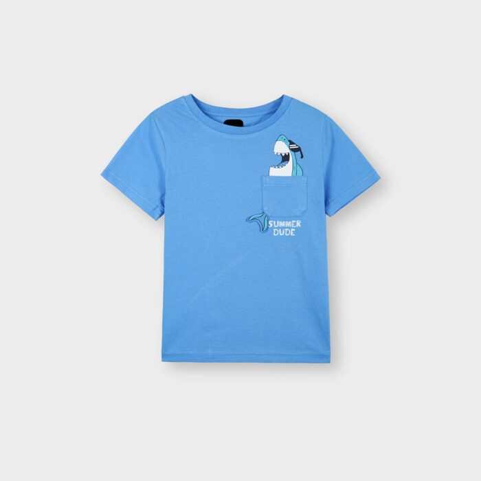 Boys Blue "Summer Dude" Shark Pocket T-Shirt – Cool Summer Wear