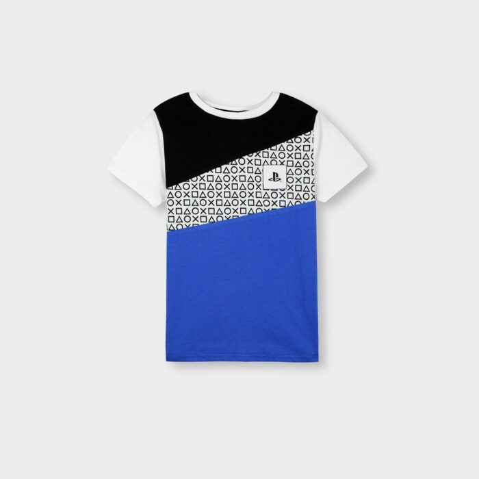 Boys "Play Mode" Geometric Colorblock T-Shirt – Cool Summer Style