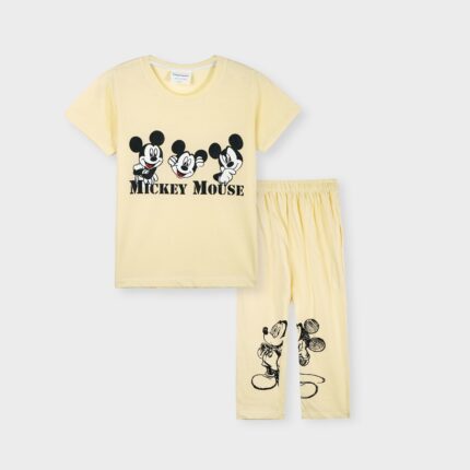 Kids "Mickey Mouse" Yellow Pajama Set – Cute Summer Sleepwear