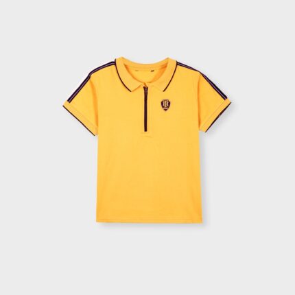 Kids Yellow Polo T-Shirt – Classic Zip Collar Summer Tee