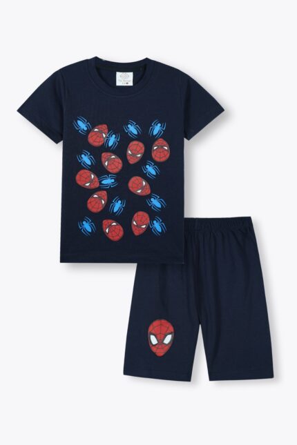 Boys Navy Blue Summer Co-Ord Set – Spidey Print | Alozmak
